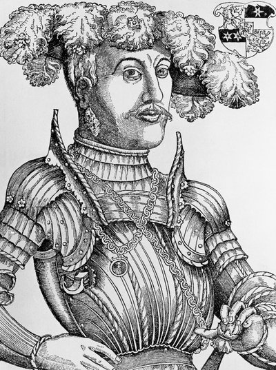 Porträt von Philipp I., Landgraf von Hessen, genannt der Großmütige (1504-1567), Gravur von Hans Brosamer (1495-1554) von Hans Brosamer