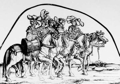 Eine Truppe von Trommlern aus Maximilians Triumphzug, ca. 1516-18 von Hans Burgkmair