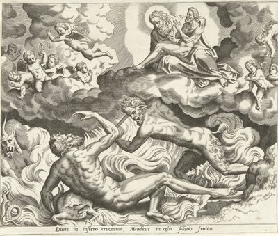 Lazarus im Himmel und der reiche Mann in der Hölle von Hans Collaert (I) (possibly)