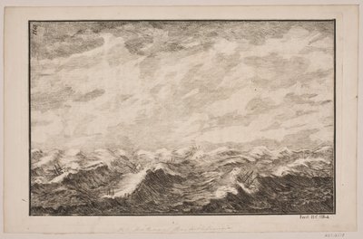 Schiffe in stürmischer See. Illustration zu Fontenay, "Söe-Evolution"; Kopenhagen 1743 von Hans Henrich Christian Ulrich