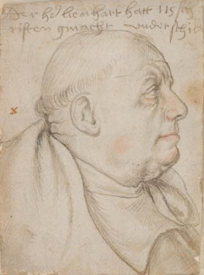 Porträt des Kalligraphen Leonhard Wagner, genannt Würtslin, Mönch von St. Ulrich und Afra in Augsburg, im Profil nach rechts von Hans Holbein d.Æ.