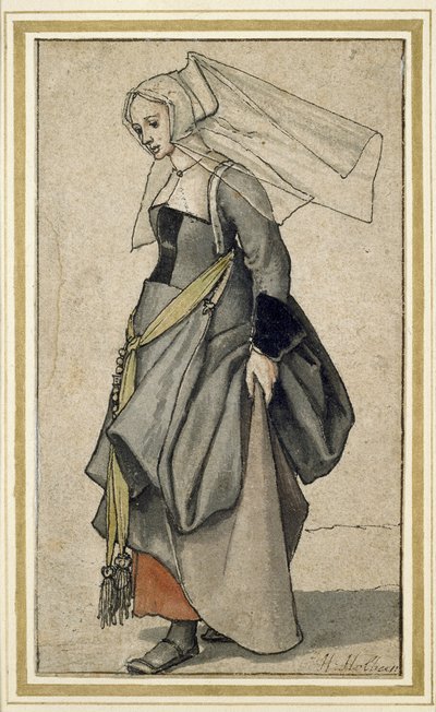 Eine junge englische Frau, 16. Jahrhundert (Feder und Tinte und Aquarell auf Papier) von Hans Holbein der Jüngere