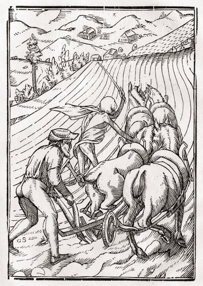 Der Tod kommt für den Bauern oder Landwirt, graviert von Georg Scharffenberg, aus 