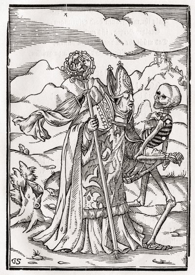 Der Tod kommt zum Bischof, graviert von Georg Scharffenberg, aus 