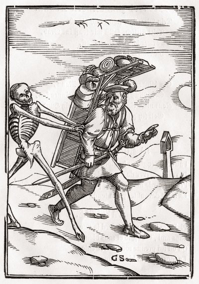 Der Tod kommt zum Krämer, graviert von Georg Scharffenberg, aus 
