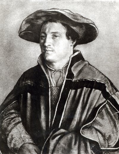 Porträt eines Mannes mit rotem Hut, um 1530 von Hans Holbein der Jüngere