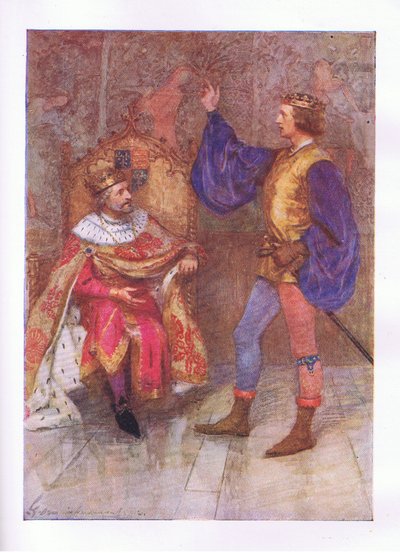 Und ich werde hunderttausend Tode sterben, bevor ich das kleinste Stück dieses Gelübdes breche (König Heinrich IV), aus Die vollständigen Werke von Shakespeare, veröffentlicht von George Harrap & Co Ltd, 1920er Jahre von Hans Holbein der Jüngere