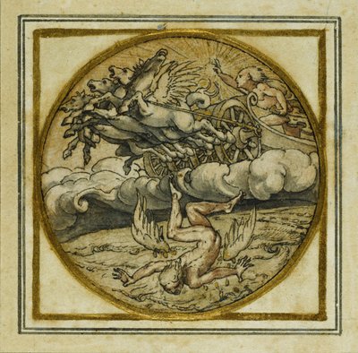 Der Fall des Ikarus - Entwurf für ein Anhänger oder Hutabzeichen, ca. 1532-43 von Hans Holbein der Jüngere