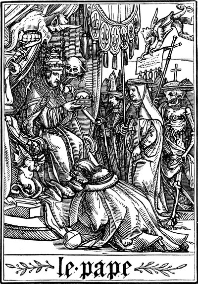 Der Papst besucht vom Tod, 1538 von Hans Holbein der Jüngere