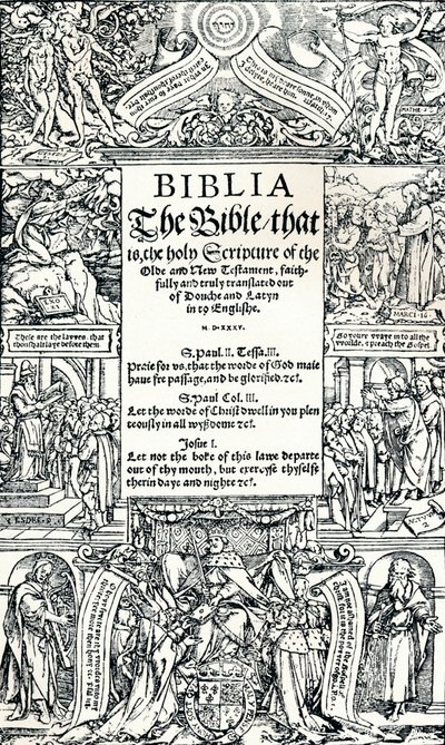 Titelseite der Coverdale-Bibel, 1535 von Hans Holbein der Jüngere