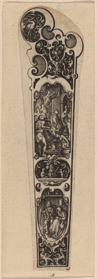 Griff für Messer oder Gabel, verziert mit Figuren von Hans Janssen
