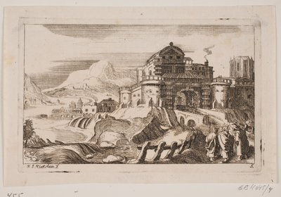 Landschaft mit Jesus und zwei Aposteln vor einem Stadttor von Hans Jørgen Kirksteen