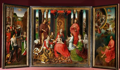 Altarbild des Heiligen Johannes des Täufers und des Heiligen Johannes des Evangelisten von Hans Memling