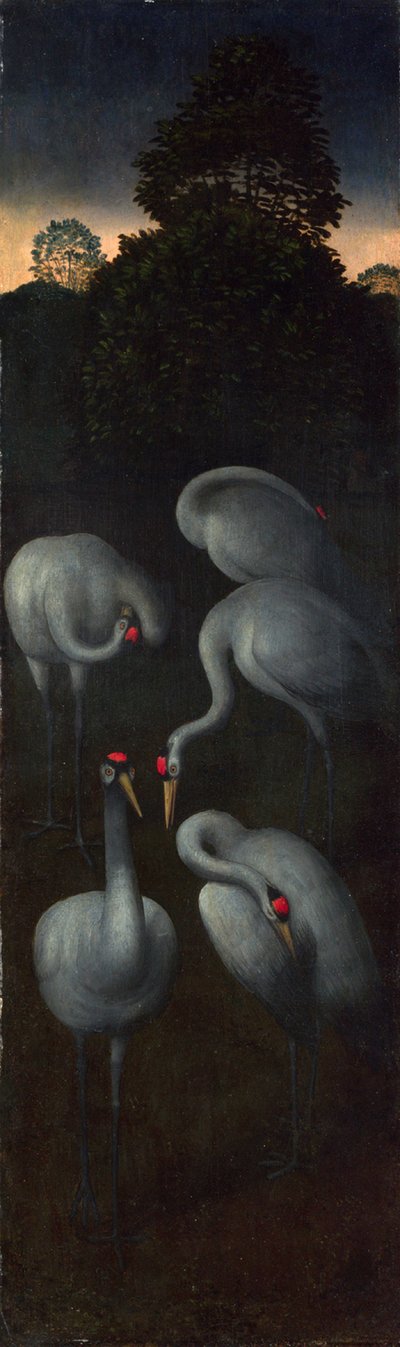 Kraniche Die Rückseite eines Panels von einem Triptychon, ca. 1480 von Hans Memling