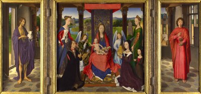 Die Jungfrau und das Kind mit Heiligen und Stiftern von Hans Memling