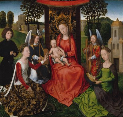 Jungfrau und Kind mit den Heiligen Katharina von Alexandria und Barbara von Hans Memling