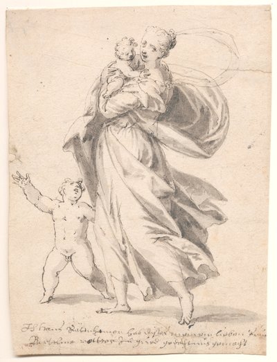 Frau mit zwei Kindern von Hans Rottenhammer