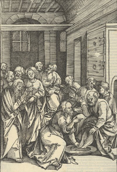 Christus wäscht die Füße des Heiligen Petrus, aus Speculum passionis domini nostri Ihesu Christi, 1507 von Hans Schäufelein the Elder