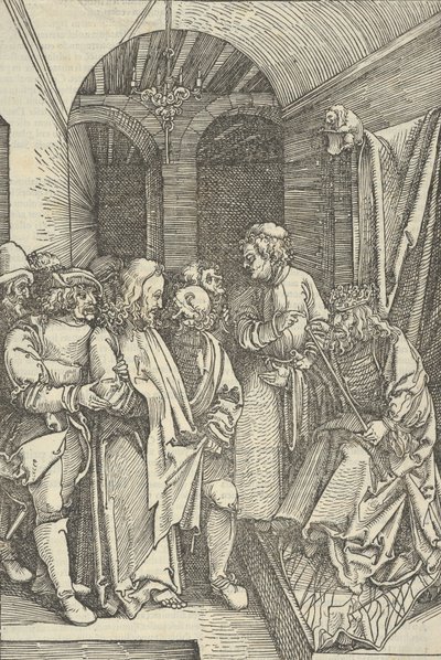 Christus vor Herodes in einer Halle, aus Speculum passionis domini nostri Ihesu Christi von Hans Schäufelein the Elder