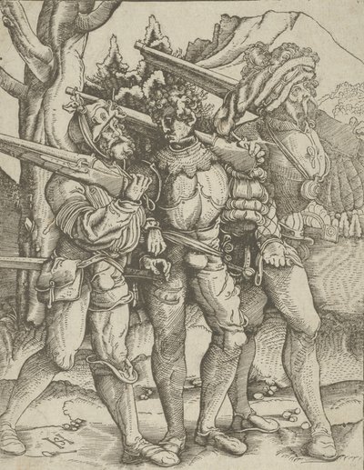 Drei Soldaten mit Musketen, ca. 1511-15 von Hans Schäufelein the Elder