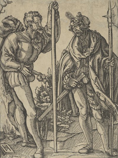 Zwei Soldaten mit Lanze und Hellebarde im Gespräch, ca. 1515 von Hans Schäufelein the Elder