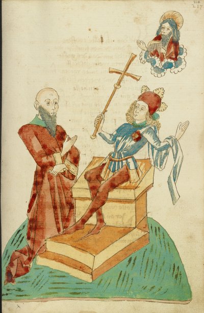 Ein heidnischer Gelehrter vor Josaphat, der auf Gott den Vater im Himmel zeigt von Hans Schilling