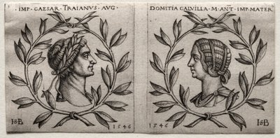 Büsten von Kaiser Trajan und Domitia Calvilla, 1546 von Hans Sebald Beham