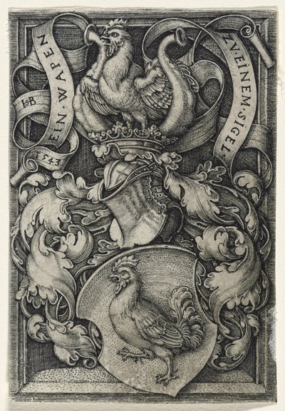 Wappen mit einem Hahn, 1543 von Hans Sebald Beham