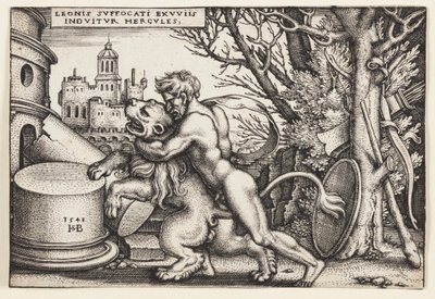 Herkules und der nemeische Löwe von Hans Sebald Beham
