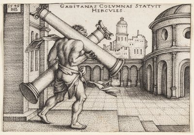 Herkules mit den Säulen des Herkules von Hans Sebald Beham