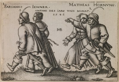 "Januar und Februar" aus der Serie "Das Fest der Bauern oder Die zwölf Monate" von Hans Sebald Beham