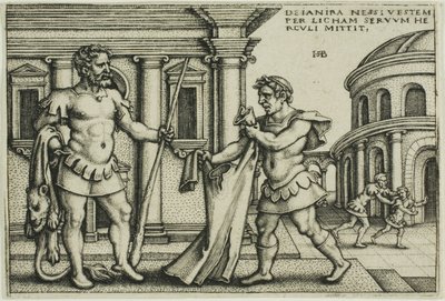 Lichas bringt das Gewand des Nessus zu Herkules, aus Die Arbeiten des Herkules von Hans Sebald Beham