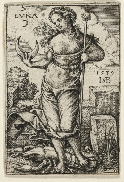 Mond, Platte sieben aus Die sieben Planeten mit den Tierkreiszeichen von Hans Sebald Beham