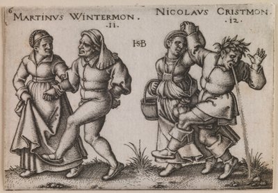 "November und Dezember" aus der Serie "Das Fest der Bauern oder Die zwölf Monate" von Hans Sebald Beham