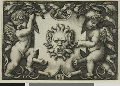 Ornament mit einer Maske, gehalten von zwei Genien von Hans Sebald Beham