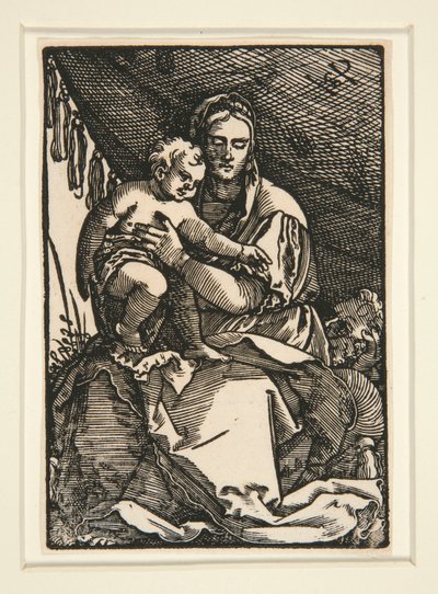 Die Heilige Familie unter dem Baldachin von Hans Sebald Beham