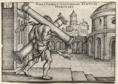 Die Arbeiten des Herkules: Herkules trägt die Säulen von Gades von Hans Sebald Beham