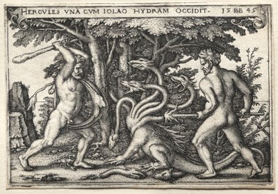 Die Arbeiten des Herkules: Herkules tötet die lernäische Hydra von Hans Sebald Beham