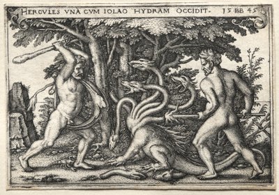 Die Arbeiten des Herkules: Herkules tötet die lernäische Hydra, 1545 von Hans Sebald Beham