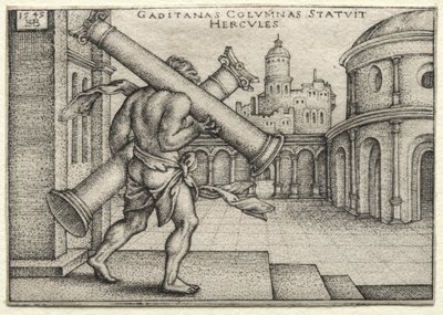 Die Arbeiten des Herkules: Herkules und die Säulen von Gades, 1545 von Hans Sebald Beham