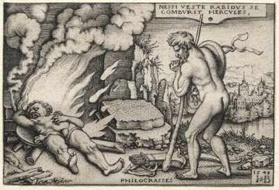 Die Arbeiten des Herkules: Herkules auf seinem Scheiterhaufen von Hans Sebald Beham