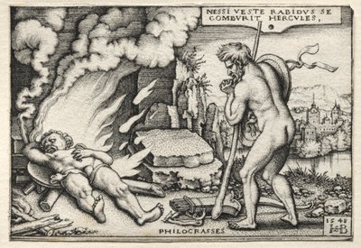 Die Arbeiten des Herkules: Herkules auf seinem Scheiterhaufen von Hans Sebald Beham