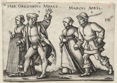 Die Dorfhochzeit: Her Gregorius Mercz / Marcus April von Hans Sebald Beham