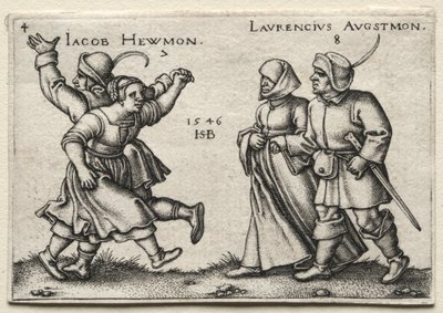 Die Dorfhochzeit: Jacob Hewmon Lawrencius Augstmon, 1546 von Hans Sebald Beham