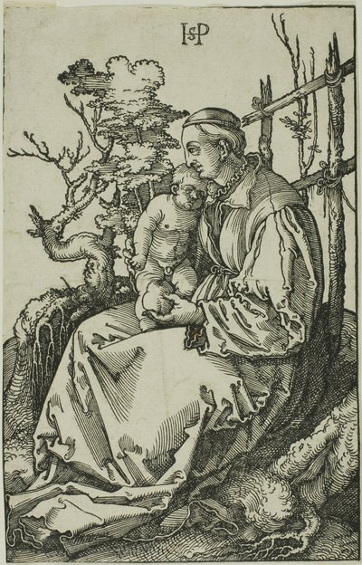 Die Jungfrau mit der Birne und Kind am Ufer von Hans Sebald Beham