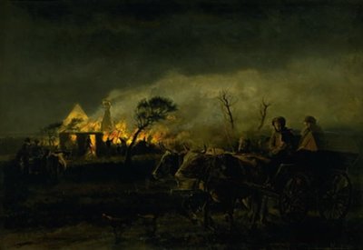 Ein brennender Bauernhof von Hans Smidth