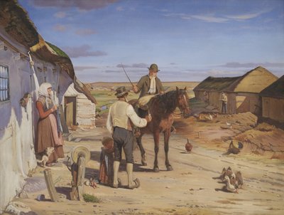 Ein Fremder fragt nach dem Weg auf einem Bauernhof in den Mooren von Hans Smidth