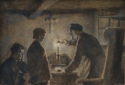 Pastor Sören bläst die Kerze an Silvester aus von Hans Smidth