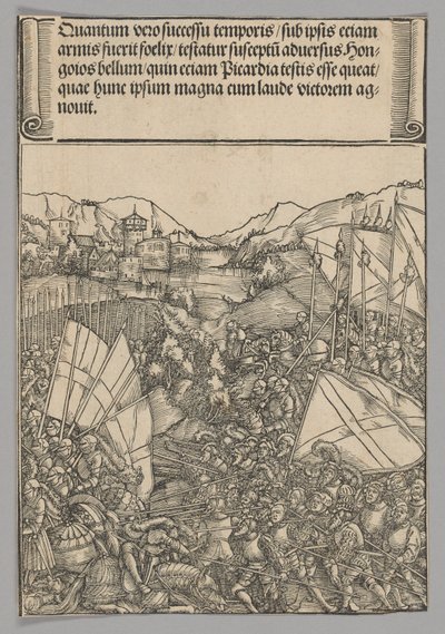 Schlacht von Hainaut, Platte 3 aus Historische Szenen aus dem Leben von Kaiser Maximilian I. vom Triumphbogen von Hans Springinklee