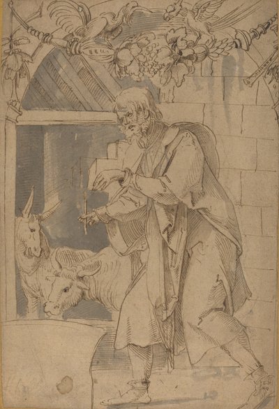 Studie für eines von zwei Glasmalereien, die die Geburt Christi darstellen von Hans Süss von Kulmbach